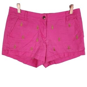 Macbeth Collection Shorts Pink/Gold Embroidered Pineapple Cotton Shorts Size M